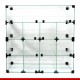 Balcão modulado de vidro, 61cm x 30cm x 30cm com 13 casulos