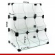 Balcão modulado de vidro, 41cm x 48cm com 9 casulos em três níveis.