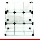 Balcão modulado de vidro, 41cm x 48cm com 9 casulos em três níveis.