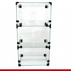 Balcão modulado de vidro, 31cm x 71cm com 3 casulos.