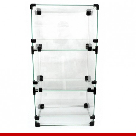 Balcão modulado de vidro, 31cm x 71cm com 3 casulos.
