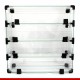Balcão modulado de vidro, 42cm x 42cm com 4 casulos.