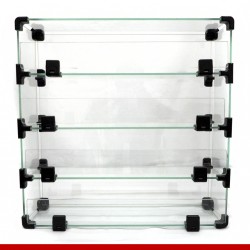 Balcão modulado de vidro, 42cm x 42cm com 4 casulos.