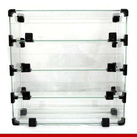 Balcão modulado de vidro, 42cm x 42cm com 4 casulos.
