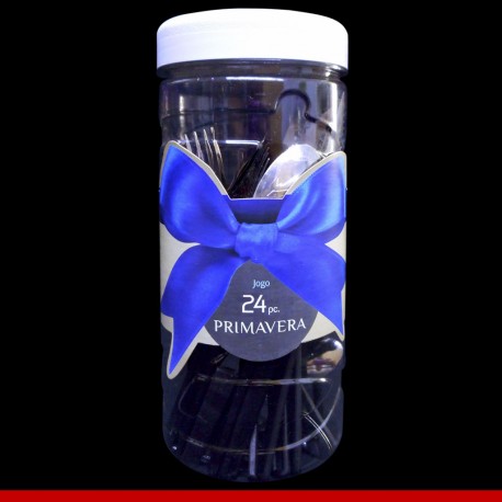 Faqueiro 24 peças em aço inox com pote multiuso - Casa e cozinha