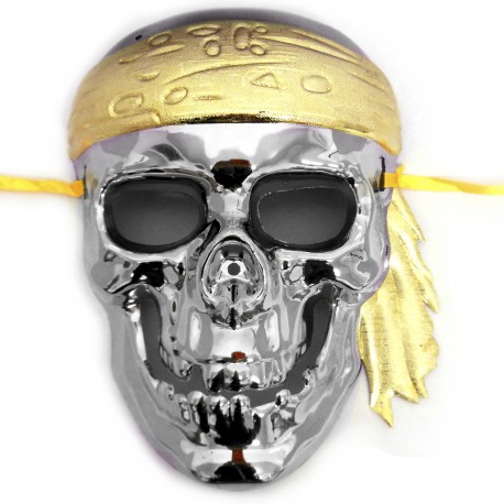 Máscara caveira pirata prata - Produtos de carnaval
