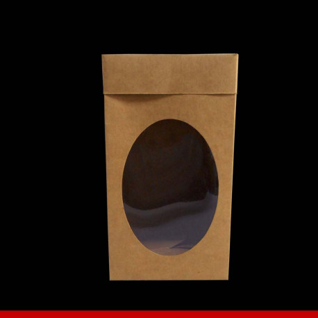 Caixa Kraft para ovo de páscoa com visor - 14 x 14 x 25 - Pacote com 10 unidades