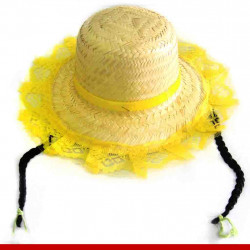 Chapéu de palha chiquinha - Artigos de festa junina