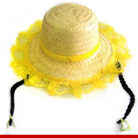 Chapéu de palha chiquinha - Artigos de festa junina
