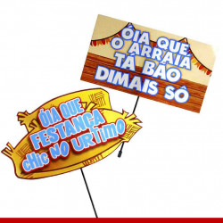 Plaquinhas divertidas para festa junina - 10 unidades - Decoração junina