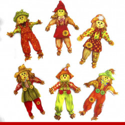 Espantalhos cartonados para festa junina - 6 unidades - Decoração junina