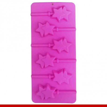 Forma de silicone formato pirulito de estrela 1 peça