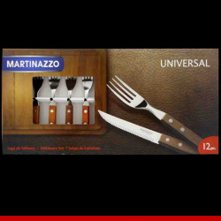 Jogo de talheres com cabo de madeira 12 peças - Casa e cozinha