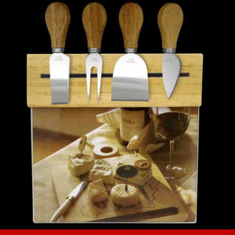 Jogo de facas para queijo com tábua de vidro - Casa e cozinha