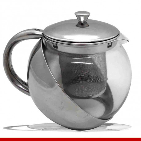 Bule para chá e café em aço inox e vidro - 1 unidade