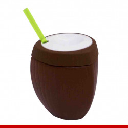 Copo coco com canudo - 1 peça - Utilidades domésticas