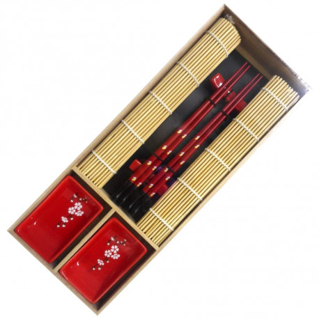 Kit Sushi em cerâmica e bambu - 10 peças