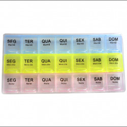 Porta Comprimidos Semanal Triplo, manhã, tarde e noite