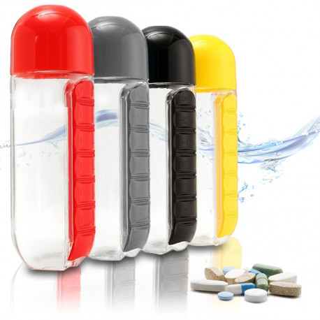 Garrafa De Água Plástica Com Porta Comprimidos