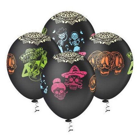 Balão Caveira Mexicana Halloween nº 10 com 25 unidades - Artigos de Dia das bruxas