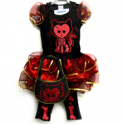 Vestido infantil bruxinha esqueleta Tasha- Fantasias de halloween infantil