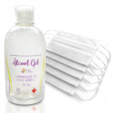 Kit 5 Máscaras Descartáveis para Proteção Facial + 1 Álcool 70º