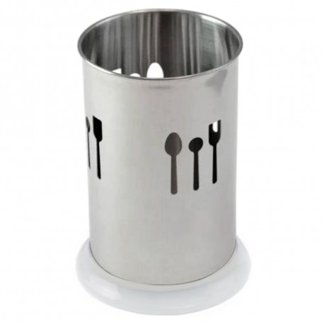 Porta Talheres Inox com Base em Plástico