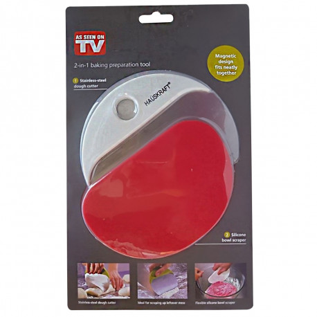 Espátula Cortador de Massa Inox e Raspador de Tigela em Silicone