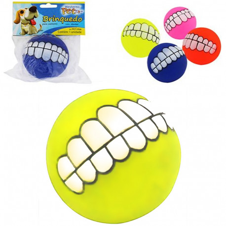 Brinquedo Pet Bola com Dentes e Apito 8cm